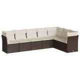 7 Piece Garden Sofa Set with Cushions Brown Poly Rattan 3217743
