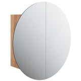Bathroom Cabinet with Round Mirror&LED Oak 47x47x17.5 cm 345586