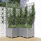 Garden Planter with Trellis Light Grey 80x80x136 cm PP 153276
