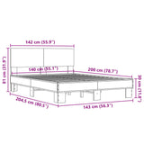 Bed Frame without Mattress Grey Sonoma 140x200 cm 3280195