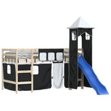 Curtains for Loft Bed with Tower White and Black Polyester 835922