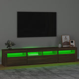 TV Cabinet with LED Lights Brown Oak 210x35x40 cm 3152737