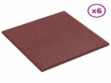 Fall Protection Tiles 6 pcs Red 50 x 50 cm Rubber 42046715