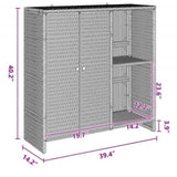 Storage Cabinet with Shelf Grey 100 x 36 x 102 cm Rattan 4103823