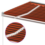 ZNTS Manual Retractable Awning with LED 450x300 cm Orange and Brown 3068925