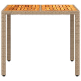 Garden Table Beige 90x90x75 cm Poly Rattan Acacia Wood 368124