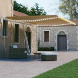 Manual Retractable Awning with LED 450x300 cm Yellow and White 3069563