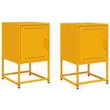 ZNTS Bedside Cabinets 2 pcs Mustard Yellow 36x39x60.5 cm Steel 846453