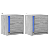 Bedside Cabinets with LED Lights 2 pcs Grey Sonoma Engineered Wood 852058
