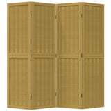 Room Divider 4 Panels Brown Solid Wood Paulownia 358817