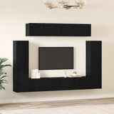 TV Cabinet Set Wall-mounted 8 pcs Black oak Engineered wood 3393325