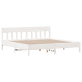 ZNTS Bookcase Bed without Mattress White 180x200 cm Super King Solid Wood Pine 3323174