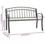 Garden Bench Grey 120 cm Steel 319586