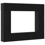 TV Cabinet Set Wall-mounted 8 pcs Black Oak Engineered Wood 3393310