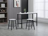 Three-Piece Marble-Effect Bar Table Set - White/Black T3398P329533