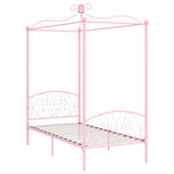 284486 Canopy Bed Frame without Mattress Pink Metal 90x200 cm