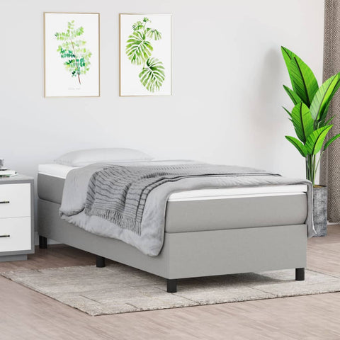 Box Spring Bed Frame Light Grey Single Fabric 3121196