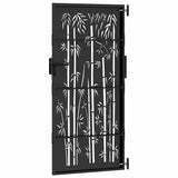 Garden Gate with Lock Black 85 x 200 cm Powder-coated steel 42015873