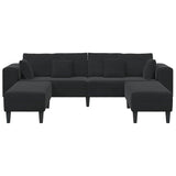 Velvet Sofa with Cushion 3 pcs Black 208 cm Velvet 3335177