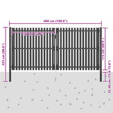 Garden Fence Gate Steel 400x175 cm Anthracite 146337