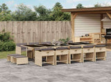 15 Piece Garden Dining Set with Cushions Mix Beige Poly Rattan 3211176