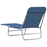 Sunlounger Set of 2 Blue Powder-coated steel Standard Foldable 44299