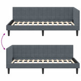 Corner Bed Frame with Headboard Dark grey 90 x 200 cm Velvet 42016429