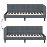 Corner Bed Frame with Headboard Dark Grey 90 cm x 200 cm Velvet 42016429