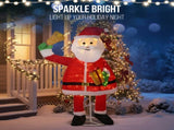 1.8M Lighted Santa Claus Holding Bell Christmas Yard Decorations, Pre-lit Pull Up Santa with 200 79483818