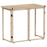 ZNTS Folding Garden Table Beige 90x51x75 cm Poly Rattan 4108257