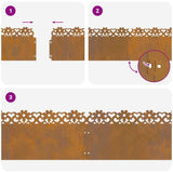 Lawn Edgings 20 pcs Rusty 103 x 0.05 x 22 cm Weathering Steel 874784