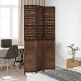 Room Divider 3 Panels Dark Brown Solid Wood Paulownia 358704