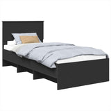 Bed Frame with Headboard Black 90 x 200 cm Engineered Wood 3408887