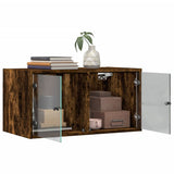 Wall Cabinets with Glass Doors 2 pcs Smoked Oak 68.5x37x35 cm 836506