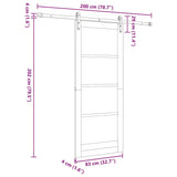 Sliding Door ORKDAL White 83 x 202 cm Solid Pine Wood and Glass 3331914