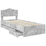 Bed Frame with Drawer Concrete Grey 90 x 200 cm Engineer Wood 3413043