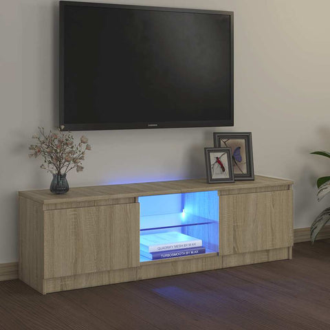 TV Cabinet with LED Lights Sonoma Oak 120x30x36 cm 804286