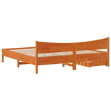 Bed Frame with Drawers Wax Brown 200x200 cm Solid Wood Pine 3301895