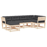 6 Piece Garden Sofa Set with Cushions Solid Wood Pine 3217040