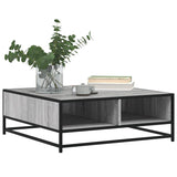 ZNTS Coffee Table Grey Sonoma 80x80x30 cm Engineered Wood and Metal 848772