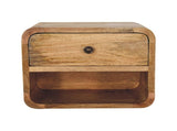 Solid Wood Mini Floating Open Bedside, 1 Drawer and 1 Open Slot, Oak-ish, Brown B2743P402955