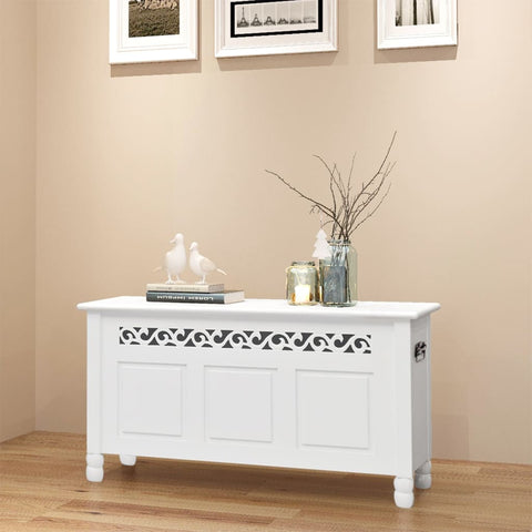 ZNTS Storage Bench Baroque Style MDF White 242646