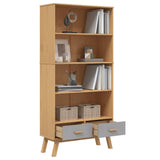 Bookcase 4-Tier OLDEN Grey and Brown Solid Wood Pine 358613