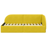 Corner Bed Frame with Headboard Yellow 100 x 200 cm Velvet 42016662