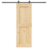 Sliding Door with Hardware Set 80x210 cm Solid Wood Pine 3332719