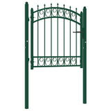 ZNTS Fence Gate with Spikes Steel 100x100 cm Green 146373