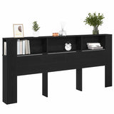 Headboard Cabinet with Shelf Black Oak 220 x 18.5 x 102.5 cm 862092