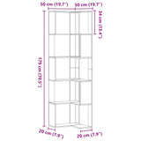 Corner Bookcase 5-Tier Concrete Grey 50x50x179 cm Engineered Wood 852585