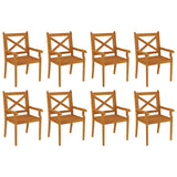 Garden Dining Set Brown Solid Acacia Wood with an Oiled Finish 3058006