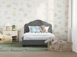 Toddler Bed Frame with Headboard Dark Grey 70 x 140 cm Velvet 42010930